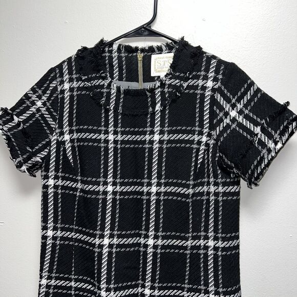 Sail to Sable tweed shift dress black white plaid women’s size 6 small - Picture 2 of 5